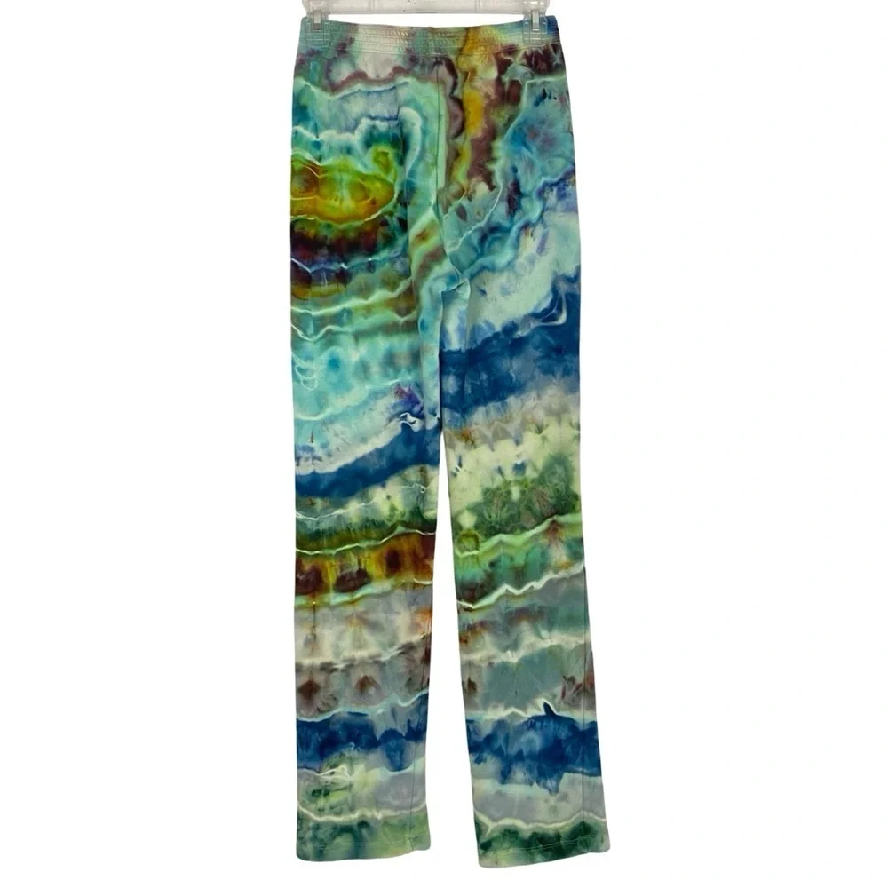 Aritzia Babaton Tie Dye Sweat Pants Womens Size XS High Rise Organic Cotton Blue - Picture 7 of 10